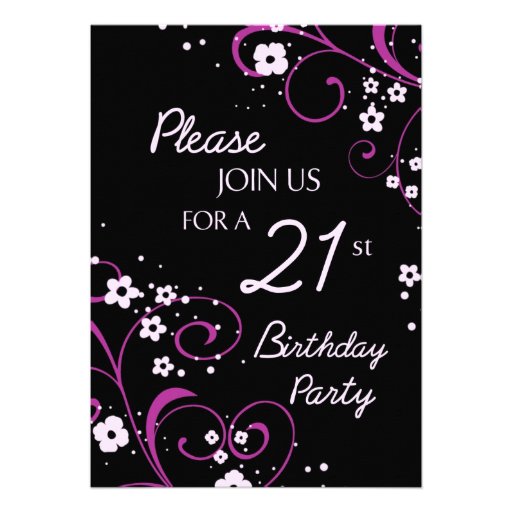 21ème carte d'invitation de fête d'anniversaire de