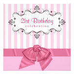 21ème Invitations de fête d'anniversaire - rose et