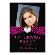 21ème Invitations de photo de fête d'anniversaire 