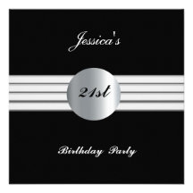 21ème Noir d'invitation de fête d'anniversaire