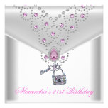 21ème Serrure rose recouverte de clé de bijou de f Invitations Personnalisées