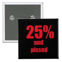 25% et pissé badges avec agrafe