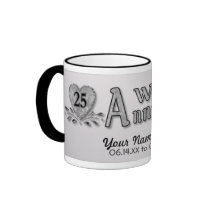 25ème anniversaire - argent - personnaliser tasses