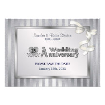 25ème Anniversaire de mariage - argent Invitations Personnalisées