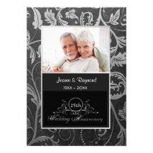 25ème anniversaire de mariage de damassé noire et  cartons d'invitation personnalisés