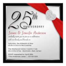 25ème Anniversaire de mariage - invitations élégan