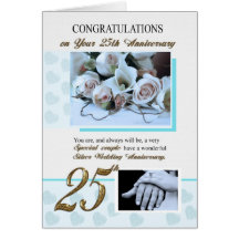25ème Anniversaire de noces d'argent Cartes De Vœux