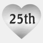 25ème Autocollants argentés de coeur