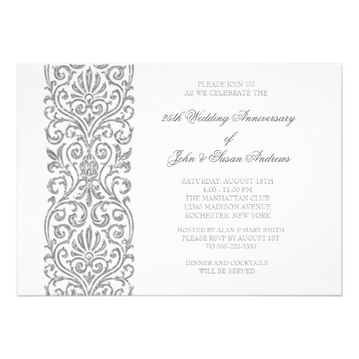 25ème fête d'anniversaire de mariage de frontière  invitations