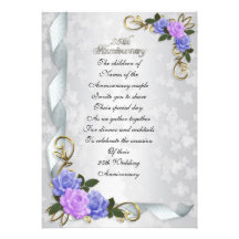 25ème Invitation argentée d'anniversaire