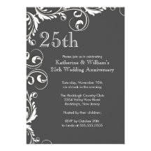 25ème Invitations de fête d'anniversaire de mariag
