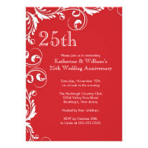 25ème Invitations de fête d'anniversaire de mariag