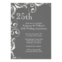 25ème Invitations de fête d'anniversaire de mariag