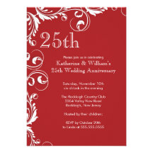25ème Invitations de fête d'anniversaire de mariag