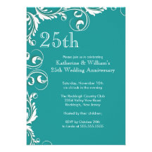 25ème Invitations de fête d'anniversaire de mariag