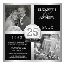 25ème Invitations élégantes de photo d'anniversair