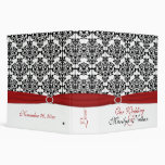 2" classeur rouge, blanc et noir de mariage damass