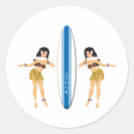 2 danses polynésiennes et panneaux de surf autocollants ronds