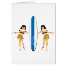 2 danses polynésiennes et panneaux de surf carte de vœux