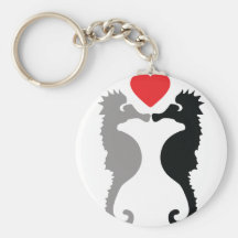 2 hippocampes dans l'icône d'amour porte-clef