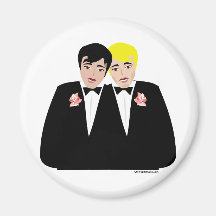 2 mariés (cheveux blonds et noirs) magnets pour réfrigérateur