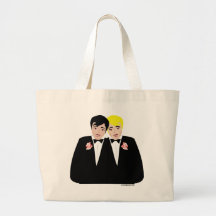 2 mariés (cheveux blonds et noirs) sacs fourre-tout