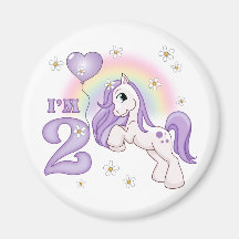 2ème anniversaire de joli poney aimants