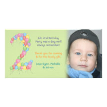 2ème carte photo de Merci d'anniversaire de garçon Photocarte Customisée