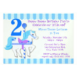 2ème fête d'anniversaire de poney bleu de carrouse invitations