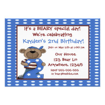 2ème Invitation de garçons d'ours d'anniversaire