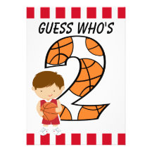 2ème Joueur de basket rouge et blanc v2 d'annivers Cartons D'invitation Personnalisés