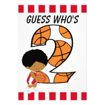 2ème Joueur de basket rouge et blanc v3 d'annivers Invitations Personnalisées