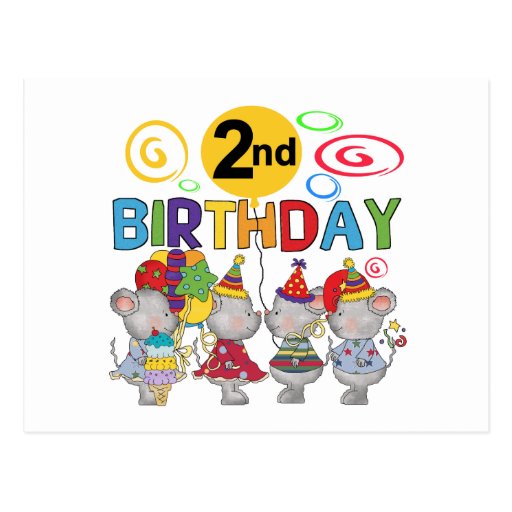 2èmes T-shirts et cadeaux d'anniversaire de souris Carte Postale