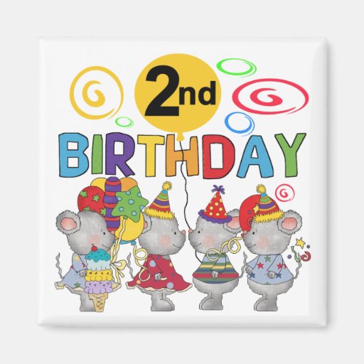 2èmes T-shirts et cadeaux d'anniversaire de souris Magnets
