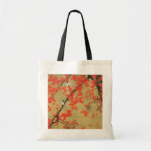 30. 紅葉小禽図, érable de 若冲 et petits oiseaux, Jakuchū Sac De Toile