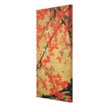30. 紅葉小禽図, érable de 若冲 et petits oiseaux, Jakuchū Toile Tendue Sur Châssis