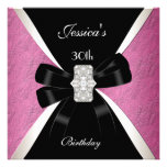 30ème anniversaire de blanc noir rose d'invitation