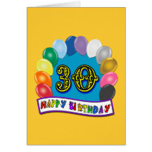 30ème Cadeaux d'anniversaire avec la conception as Carte