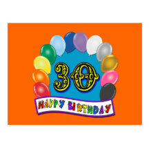 30ème Cadeaux d'anniversaire avec la conception as Carte Postale