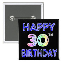 30ème conception heureuse d'anniversaire dans la p badge avec épingle