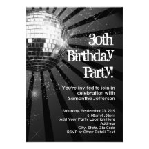 30ème fête d'anniversaire d'étincelle de boule noi invitation personnalisée