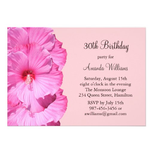 30ème invitation tropicale rose d'anniversaire