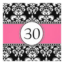 30ème rose d'invitations d'anniversaire de damassé