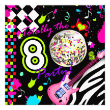 311-Totally les années 80 Party - la boule rose de Invitations Personnalisées