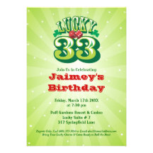 33 chanceux - Invitation faite sur commande de fêt