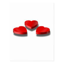3 boîtes en forme de coeur à sucrerie cartes postales