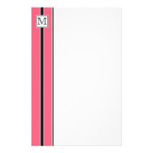 (3) papeterie rayée de monogramme classique papier à lettre personnalisé