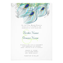 3 plumes de cru de paon d'Aqua Invitations
