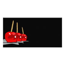 3 pommes de sucrerie rouges photocarte personnalisée