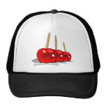 3 pommes de sucrerie rouges casquettes